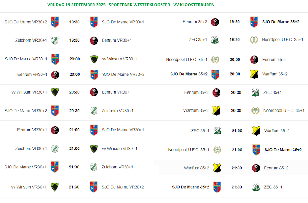 Program 19sept De Marne Vr 30+ en 35+