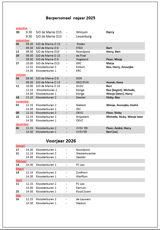 Barrooster 2025-2026
