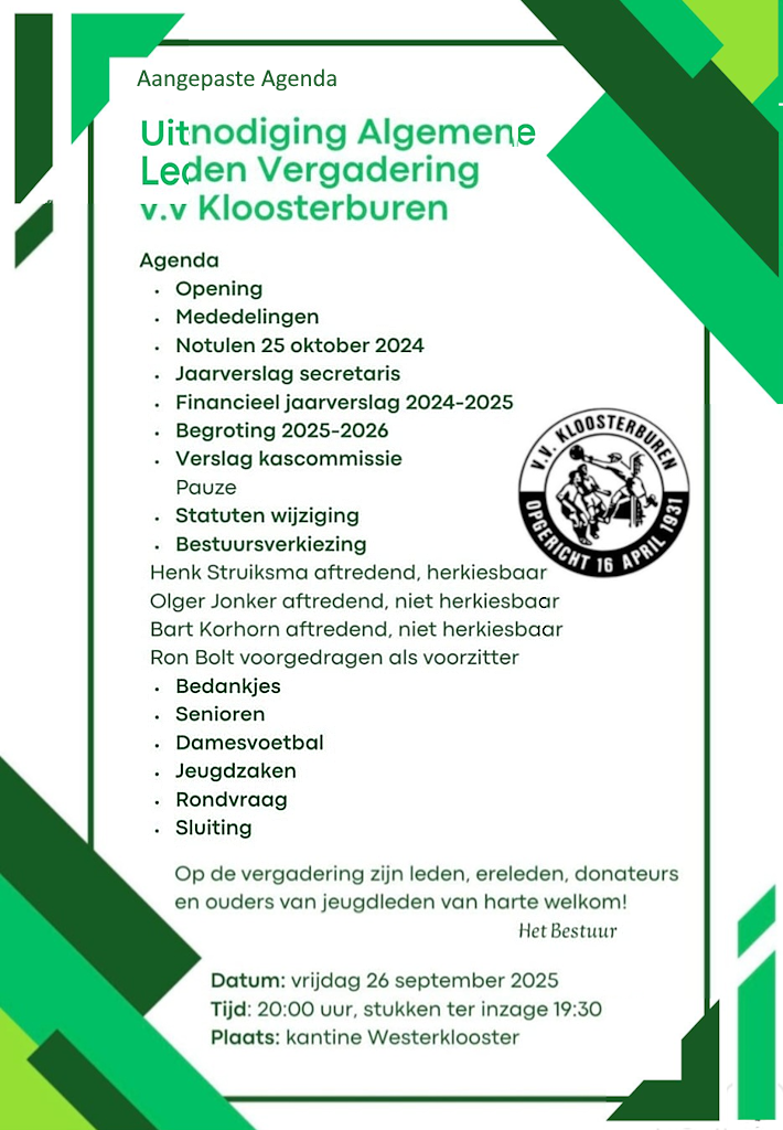 Agenda Algemene Jaarvergadering 2025